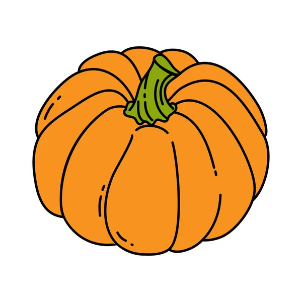 Ilustración Calabaza Naranja Estilo Garabato Calabaza Símbolo Halloween Otoño Acción — Vector de stock