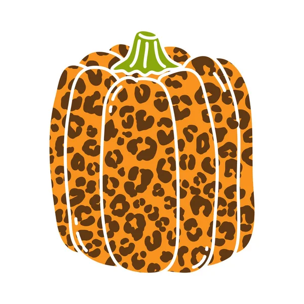 Leopard Print Pumpkin Illustration Doodle Style Pumpkin Symbol Halloween Fall — Stock Vector