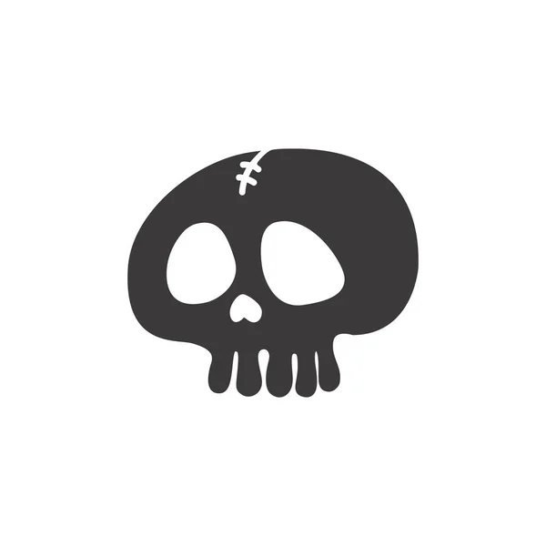 Cráneo Espeluznante Símbolo Halloween Brujería Estilo Doodle Ilustración Vectorial Sobre — Vector de stock