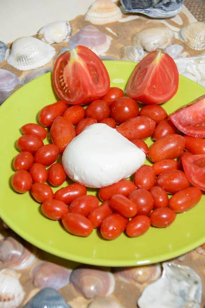 Aperitivo Italiano Tomates Mozzarella Orégano Aceite — Foto de Stock