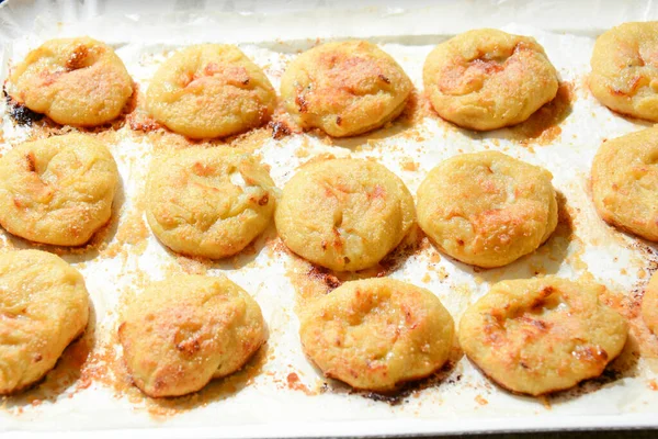 Italian Aperitif Finger Food Polentine Baked Gorgonzola — Stock Photo, Image