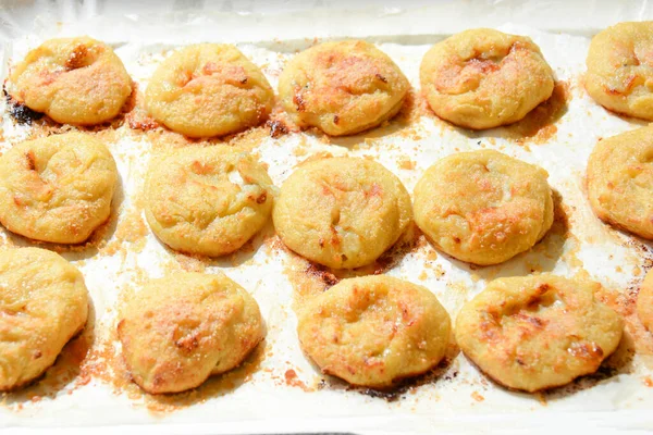 Italian Aperitif Finger Food Polentine Baked Gorgonzola — Stock Photo, Image
