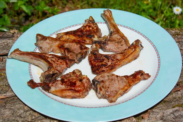 Italian Barbeque Grilled Lamb Chops — Stock Photo, Image