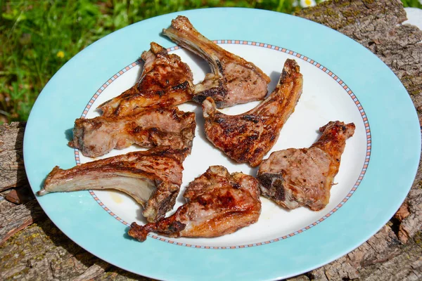 Italian Barbeque Grilled Lamb Chops — Stock Photo, Image