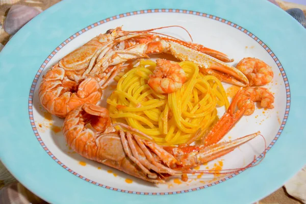 Mediterranean Shellfish Special Preparation Tagliatelle Special Italian Food — Stok fotoğraf