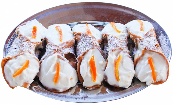 Cannolo siciliano caña siciliana —  Fotos de Stock