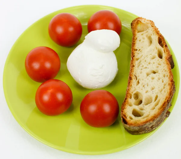 Dieta mediterranea pane italiano e pomodoro e mozzarella — Foto Stock