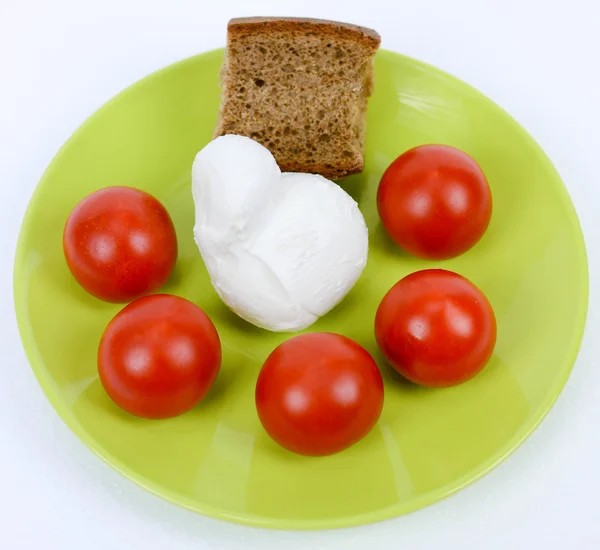 Mediterranean diet italian bread and tomato and mozzarella chees — Stock Photo, Image