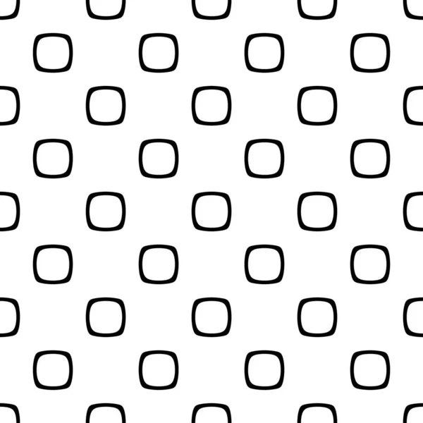 Seamless black and white pattern of rounded squares.