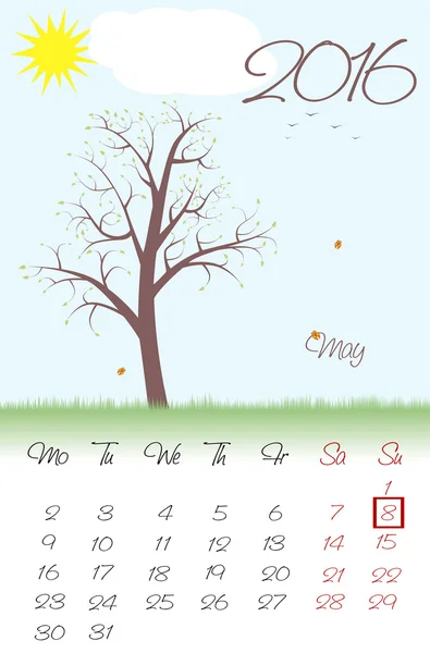 Календарь 2016 года. Плоский стиль. Векторное изображение — стоковый вектор