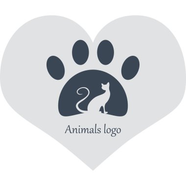 Bir kedinin pati silüeti. Logosunu görmeniz gerekir. Vektör görüntü.