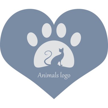 Bir kedinin pati silüeti. Hayvan hastalıklarıyla ilgili klinik logosu. Vektör görüntü.