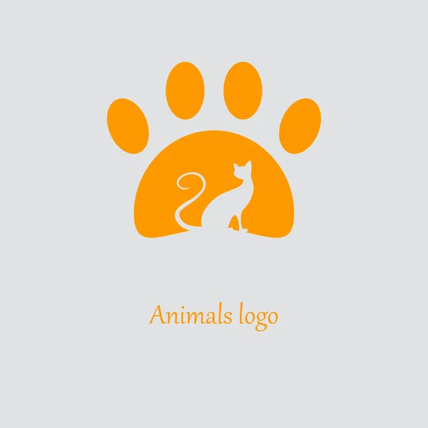 Bir kedinin pati silüeti. Hayvan hastalıklarıyla ilgili klinik logosu. Vektör görüntü. — Stok Vektör