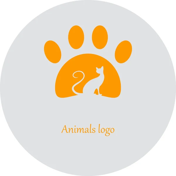 Bir kedinin pati silüeti. Hayvan hastalıklarıyla ilgili klinik logosu. Vektör görüntü. — Stok Vektör