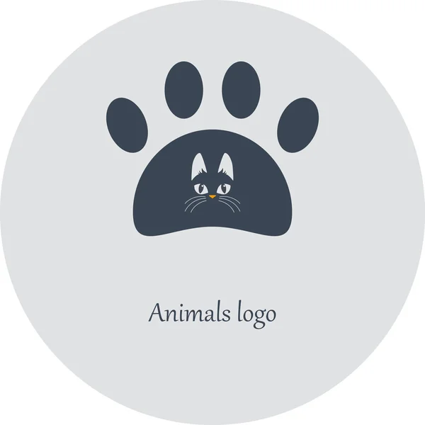 Silhueta de uma pata de gato. Logotipo da clínica veterinária. Imagem vetorial . — Vetor de Stock