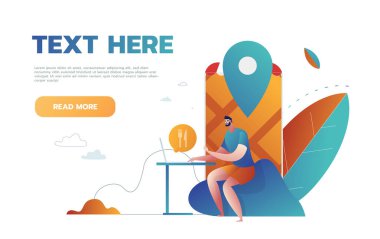 Müşteri çevrimiçi markette yiyecek seçiyor. Bilgisayardaki kadın, internet mağazası düz vektör çizimi. Sancak, web sitesi tasarımı veya web sayfası indirme konsepti sırasında servis ve yemek siparişi.