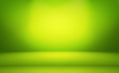 Metnin ve resmin için alanı olan yeşil eğimli soyut arkaplan boş oda.