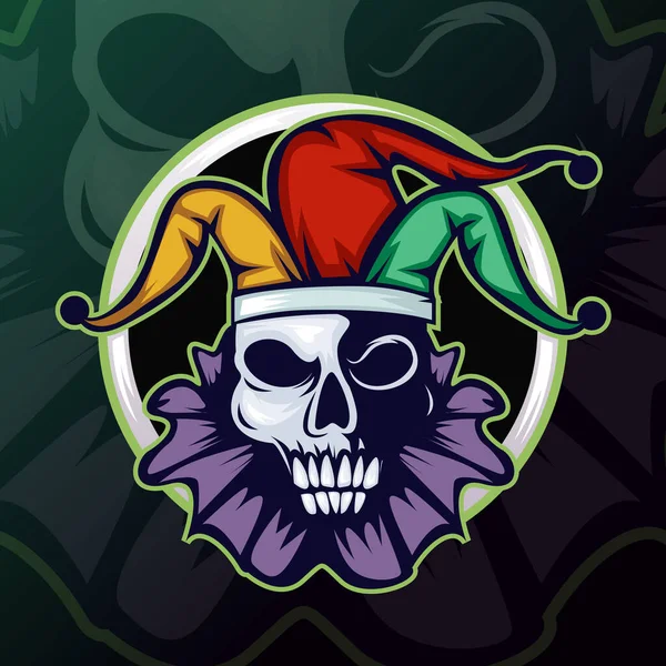 Joker Head o Clown Mascot esports Mascot Logo. Ilustración vectorial. Icono del juego. — Vector de stock