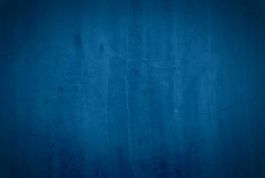 Vintage grunge mavi beton doku stüdyo duvarı arka planı vignette ile.