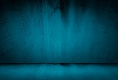 Vintage grunge mavi beton doku stüdyo duvarı arka planı vignette ile.