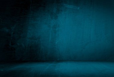 Vintage grunge mavi beton doku stüdyo duvarı arka planı vignette ile.