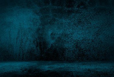 Vintage grunge mavi beton doku stüdyo duvarı arka planı vignette ile.
