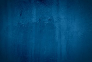 Vintage grunge mavi beton doku stüdyo duvarı arka planı vignette ile.