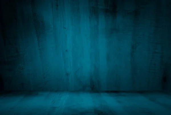 Vintage grunge azul concreto textura estúdio parede fundo com vinheta. — Fotografia de Stock