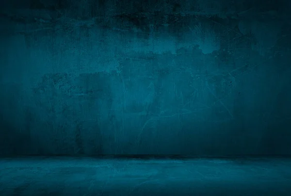 Vintage grunge blu cemento texture studio parete sfondo con vignetta. — Foto Stock