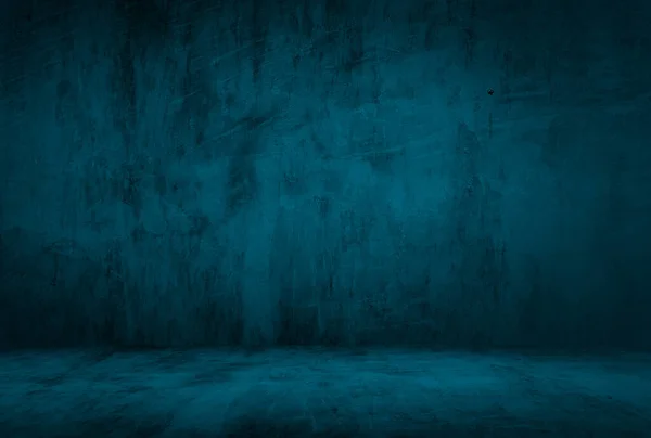 Vintage grunge blauw beton textuur studio muur achtergrond met vignet. — Stockfoto