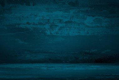 Vintage grunge mavi beton doku stüdyo duvarı arka planı vignette ile.