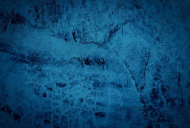 Vintage grunge mavi beton doku stüdyo duvarı arka planı vignette ile.