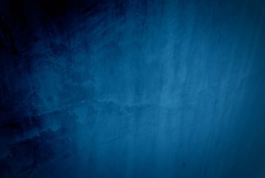 Vintage grunge mavi beton doku stüdyo duvarı arka planı vignette ile.