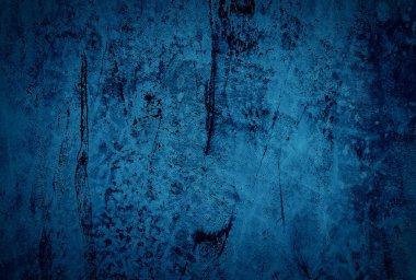 Vintage grunge mavi beton doku stüdyo duvarı arka planı vignette ile.
