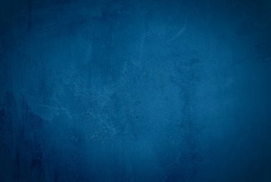 Vintage grunge mavi beton doku stüdyo duvarı arka planı vignette ile.