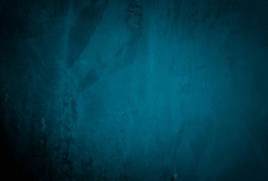 Vintage grunge mavi beton doku stüdyo duvarı arka planı vignette ile.