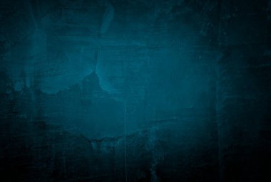 Vintage grunge mavi beton doku stüdyo duvarı arka planı vignette ile.