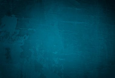 Vintage grunge mavi beton doku stüdyo duvarı arka planı vignette ile.