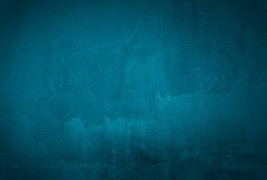 Vintage grunge mavi beton doku stüdyo duvarı arka planı vignette ile.