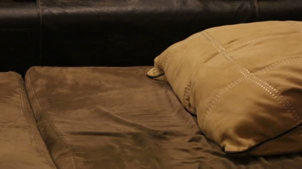 Asiático hombre durmiendo en sofá en casa . — Vídeo de stock
