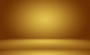 Soyut Lüks Altın Gradyan Stüdyo Duvarı. Arka plan, düzen, afiş ve ürün sunumu olarak kullanılabilir..