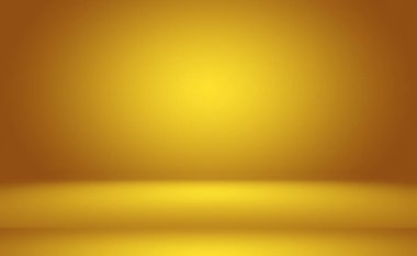 Soyut Lüks Altın Gradyan Stüdyo Duvarı. Arka plan, düzen, afiş ve ürün sunumu olarak kullanılabilir..