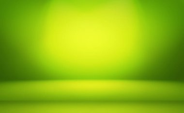 Metnin ve resmin için alanı olan yeşil eğimli soyut arkaplan boş oda.