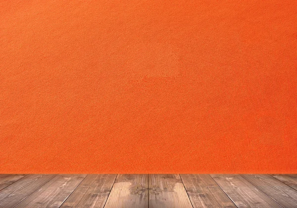 Abstrait Mur orange avec plancher en bois — Photo