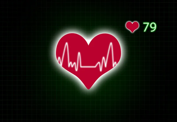 心脏频率与心的形状. — 图库照片