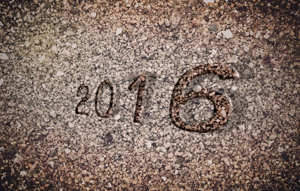 New year 2016 with Pebble Stones. — Stock Photo, Image