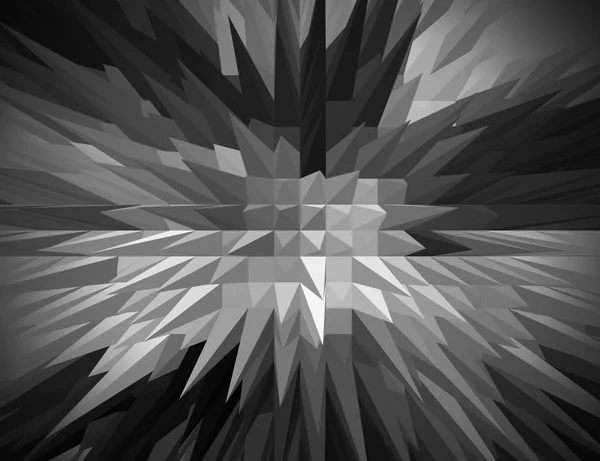 3D Black and white Spiky pyramid with Bird eyes view. — Stock Photo, Image