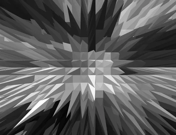 3D Black and white Spiky pyramid with Bird eyes view. — Stock Photo, Image