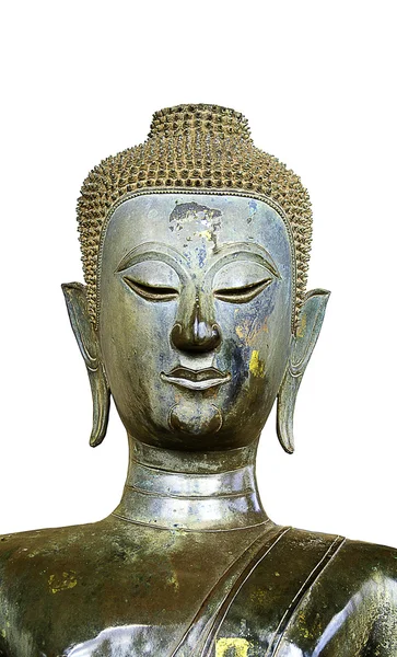 Izolované půl těla starověké buddhismus socha v Laosu chrámu — Stock fotografie