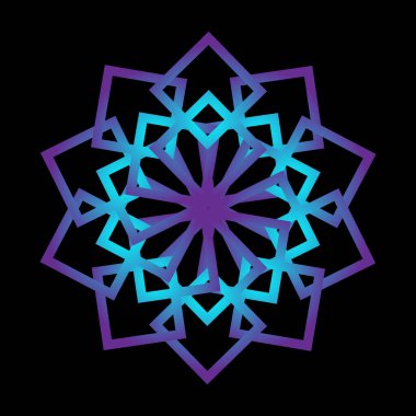 Bir çiçek yıldızı şeklinde soyut dairesel spiral desen. Mor Sarmal